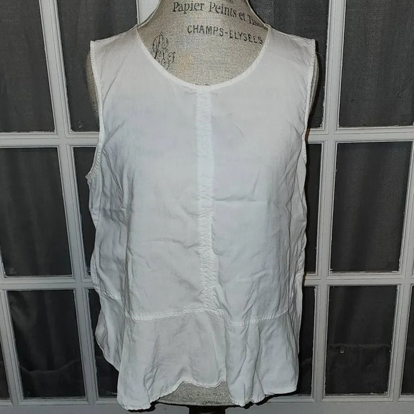 Cloth & Stone Womens White Open‎ Back Peplum Sleeveless Blouse Top Medium - Picture 1 of 5